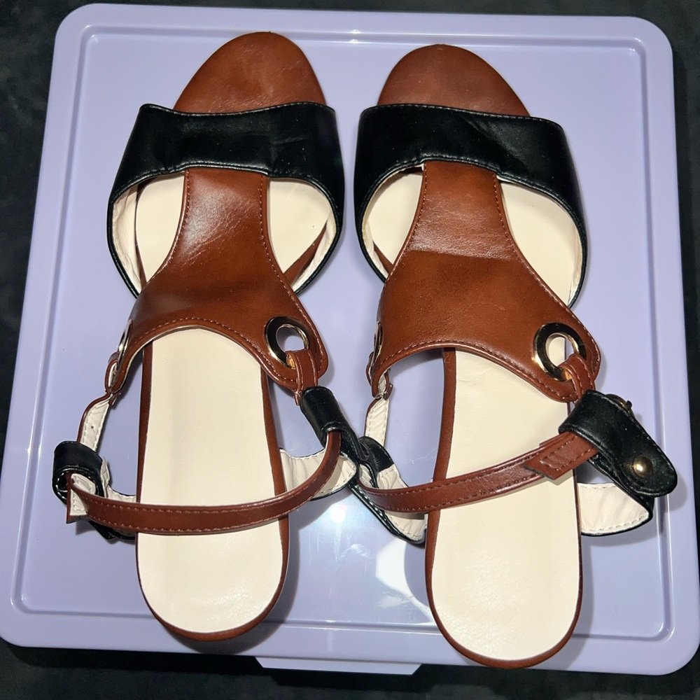 Brown and Black Sandals Heels- Size 11
